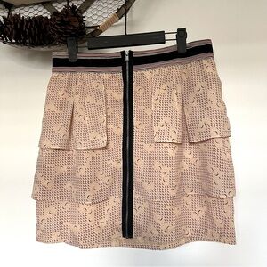 BCBGeneration Peach Printed Ruffle Skirt Full Zip